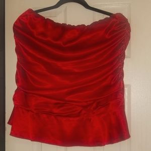 TORRID strapless red satin top